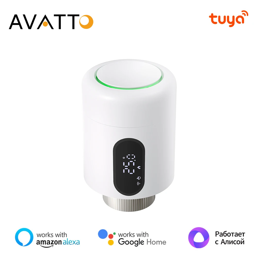 

AVATTO Tuya ZigBee TRV термостатический клапан, умный термостат, привод радиатора с ЖК-дисплеем и окружающим освещением, для Alexa Google Home