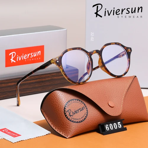 Imagen 2 del producto RIVIERSUN gafas Retro de bloqueo de luz azul para hombres y mujeres, montura redonda para ordenador, gafas antirayos azules, gafas con lentes ópticos