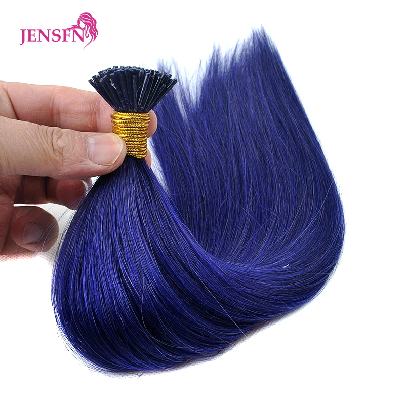 JENSFN-وصلات شعر مستقيمة ، شعر بشري طبيعي انصهار ريمي ، كبسولة كيراتين ، لون طرف ، 14 "-20" ، 0.5 جرام/حبلا