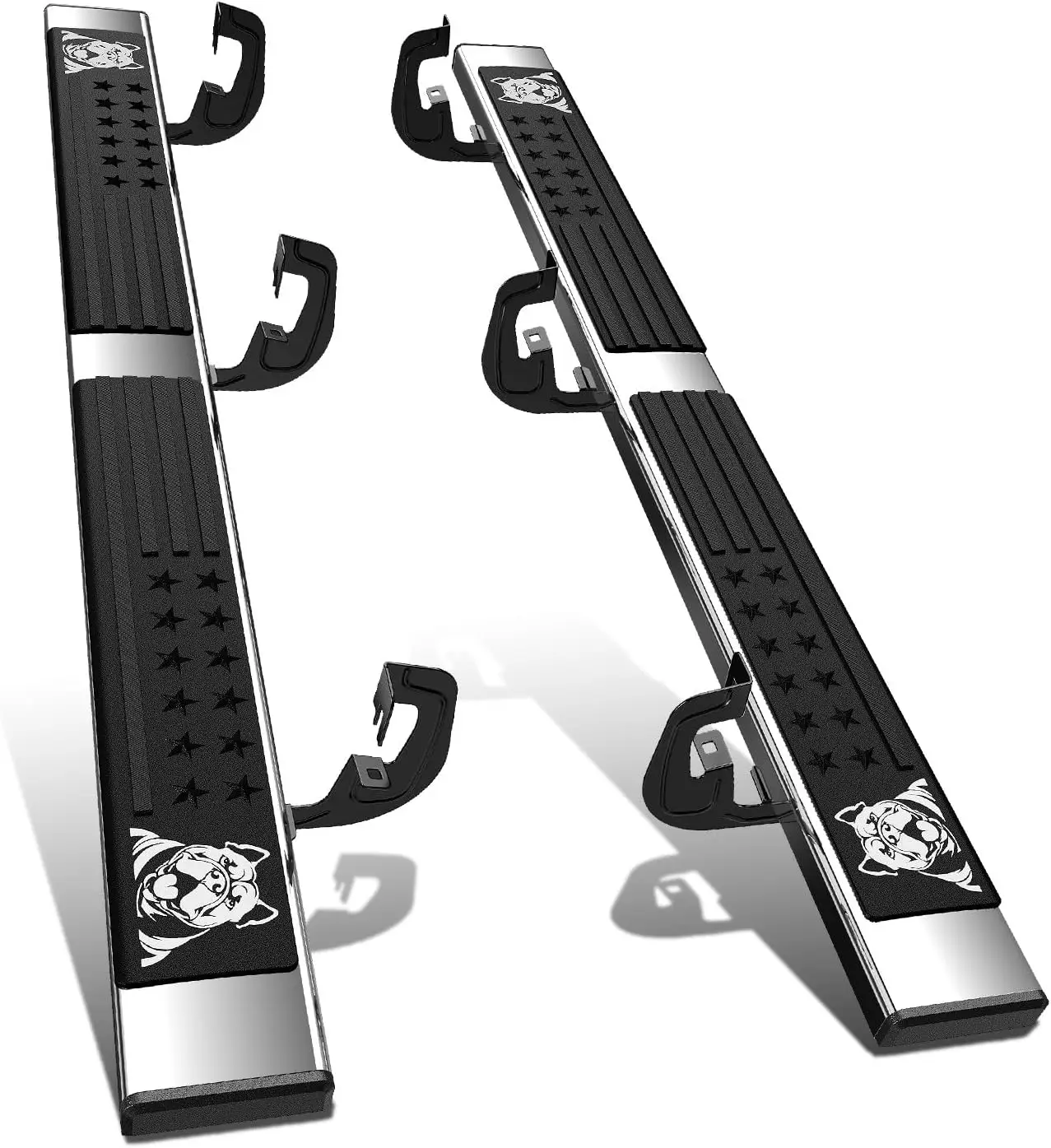 6 Inch Running Boards Compatible with 07-18 Chevy Silverado/GMC Sierra 1500 07-19 2500HD 3500HD Extended Cab, Stainless Steel Si