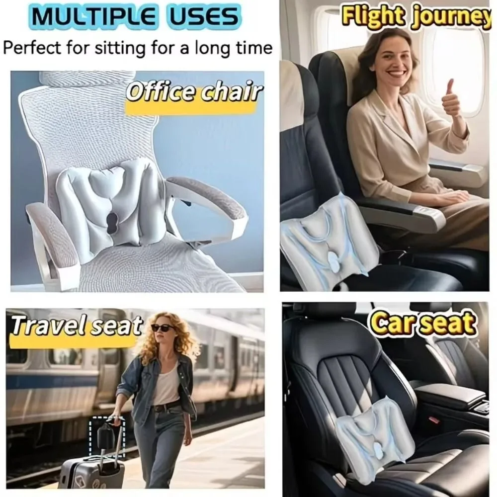 Press-to-Inflate Inflatable Booster Seat Foldable Fabric Air Seat Cushion Leg Up Support Waterproof Travel Press Leg Stool