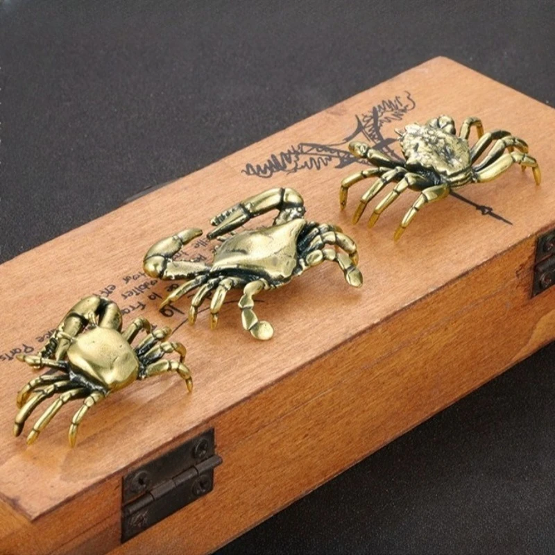 Miniatures Copper Ornaments Home Office Desk Decoration Crafts Home Decor Nordic 1PCS Pure Brass Crab Figurines Animal Statue