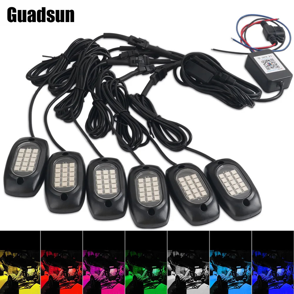 

4/5/6PCS LED Atmosphere Lamp APP Bluetooth Control RGB Auto Decorative Underglow Multi Model Rock Lamp Chassis Light with Remote