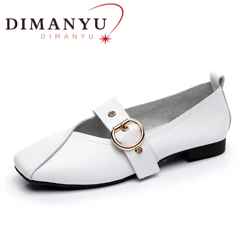 Women Shoes Fotwear Casual 2024 New Genuine Leather Ladies Flat Shoes Square Buckle Large Size 41 42 43 Slip-on Shoes Women