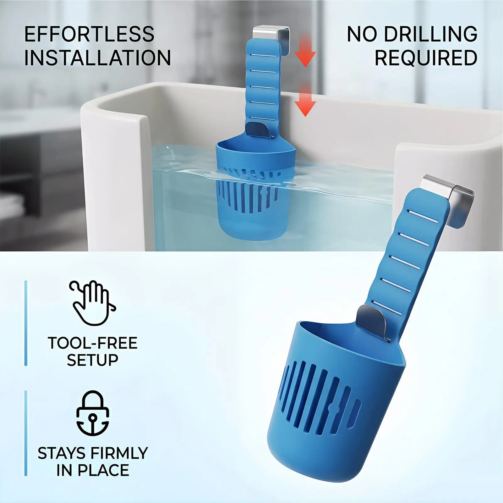 Toilet Tablets Holder Adjustable Large Capacity Hanger Tank Cleaning Tablet Holder for Inside Daily Bathroom Household Hotel