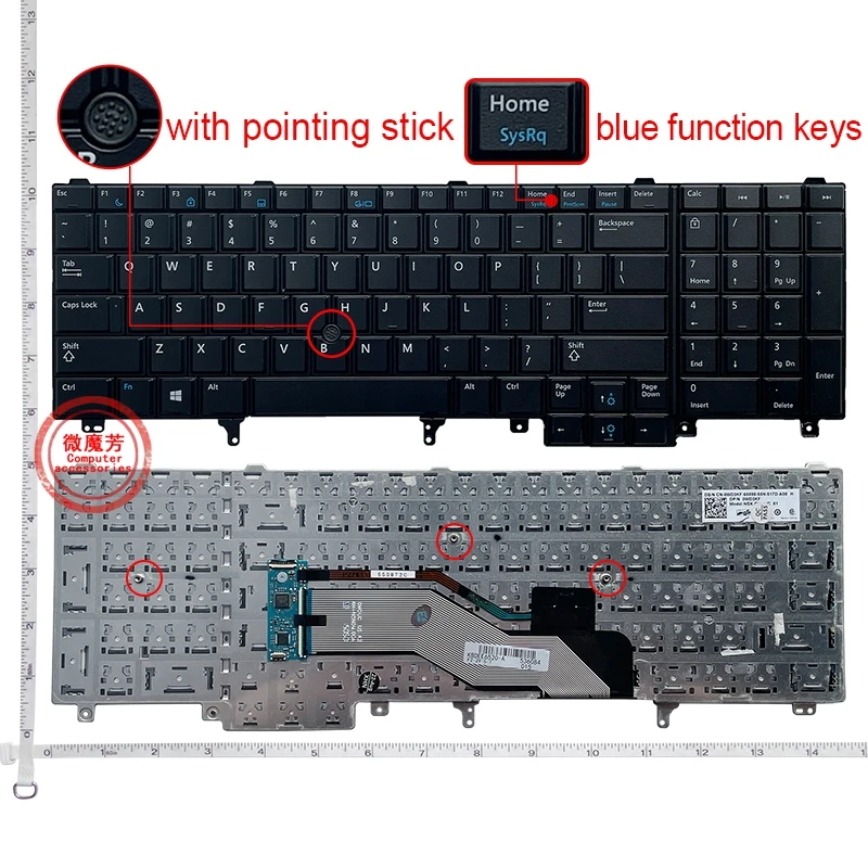 Klawiatura do laptopa US/RU/UK dla DELL E6520 E5520 E5530 E6530 M4700 M6700 M4600 M6600 M4800 M6800 E6540 P14F P15G P19F P25G P29F