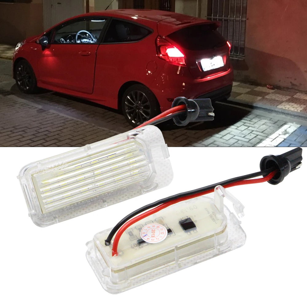 2PCS Canbus LED License Number Plate Light For Ford MK2 MK3 MK4 MK5 MK6 Focus Fiesta Mondeo Kuga Galaxy S-max C Max DA3