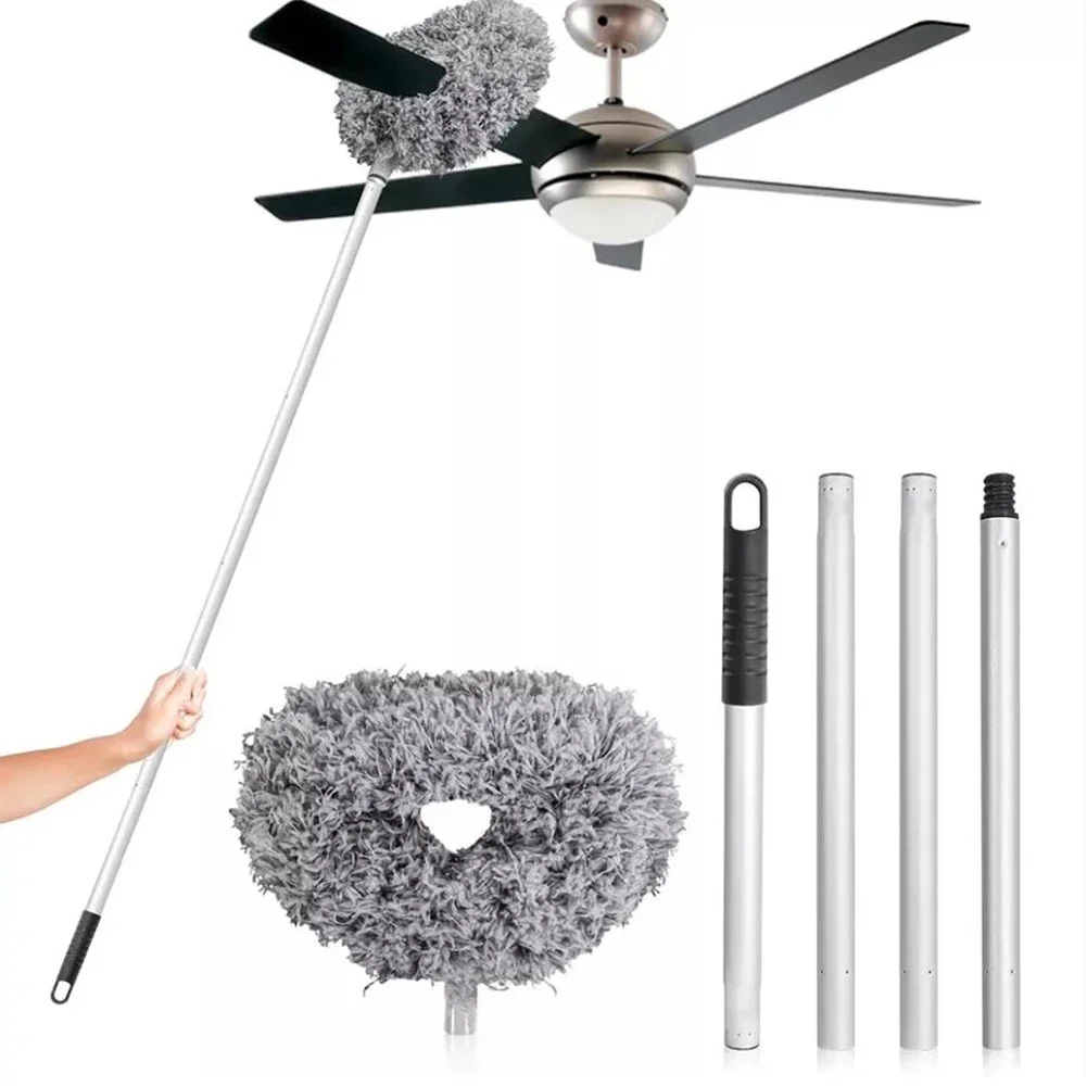 Telescoping Handle Ceiling Fan Duster Soft Microfiber Wet Dry Dual Use Cleaning Tool For High Ceiling