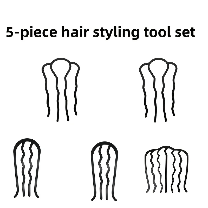 5-piece U-shaped hair clip set, wave hair fork, French twist hair clips, women's bun styling tools