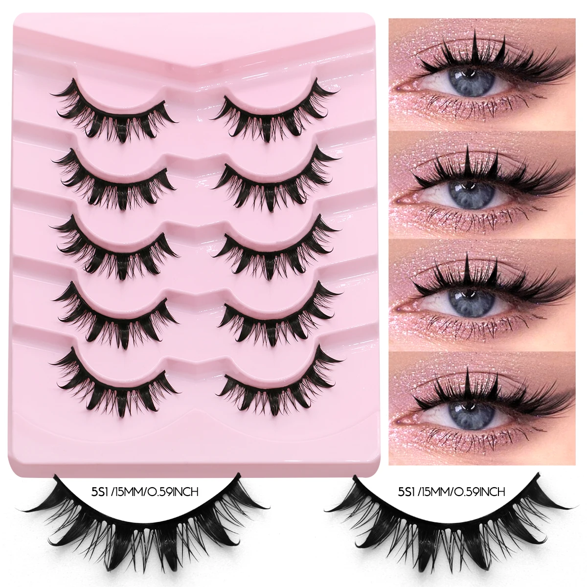 3D Natural Mink False Eyelashes, 5 Pairs