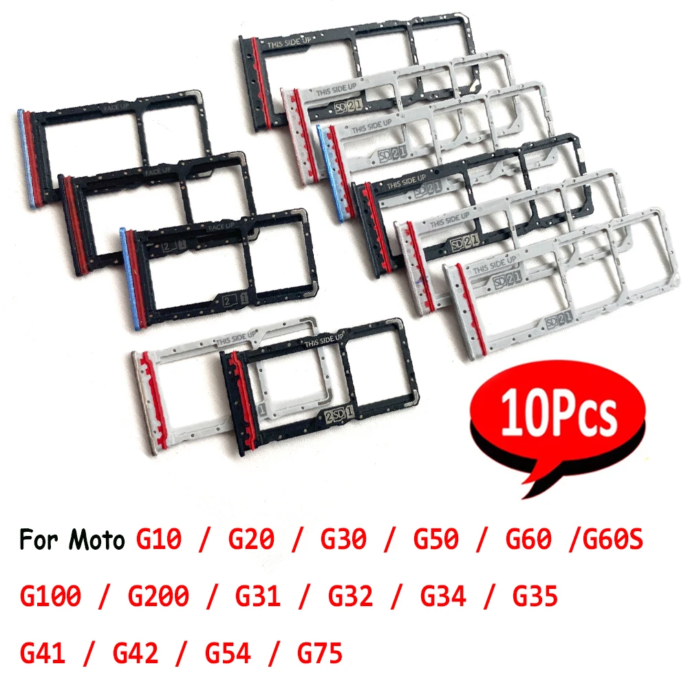 10Pcs，Sim Card Chip slot tray Holder repair part For Moto G10 G20 G30 G50 G60 G60S G100 G200 G31 G32 G34 G35 G41 G42 G54 G75