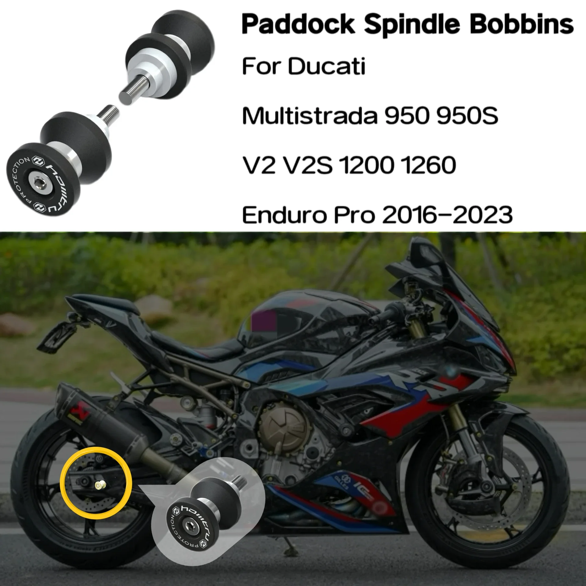 

Paddock Spindle Bobbins Matching hole For Ducati Multistrada 950 950S V2 V2S 1200 1260 Enduro Pro 2016-2023 Moto Accessories