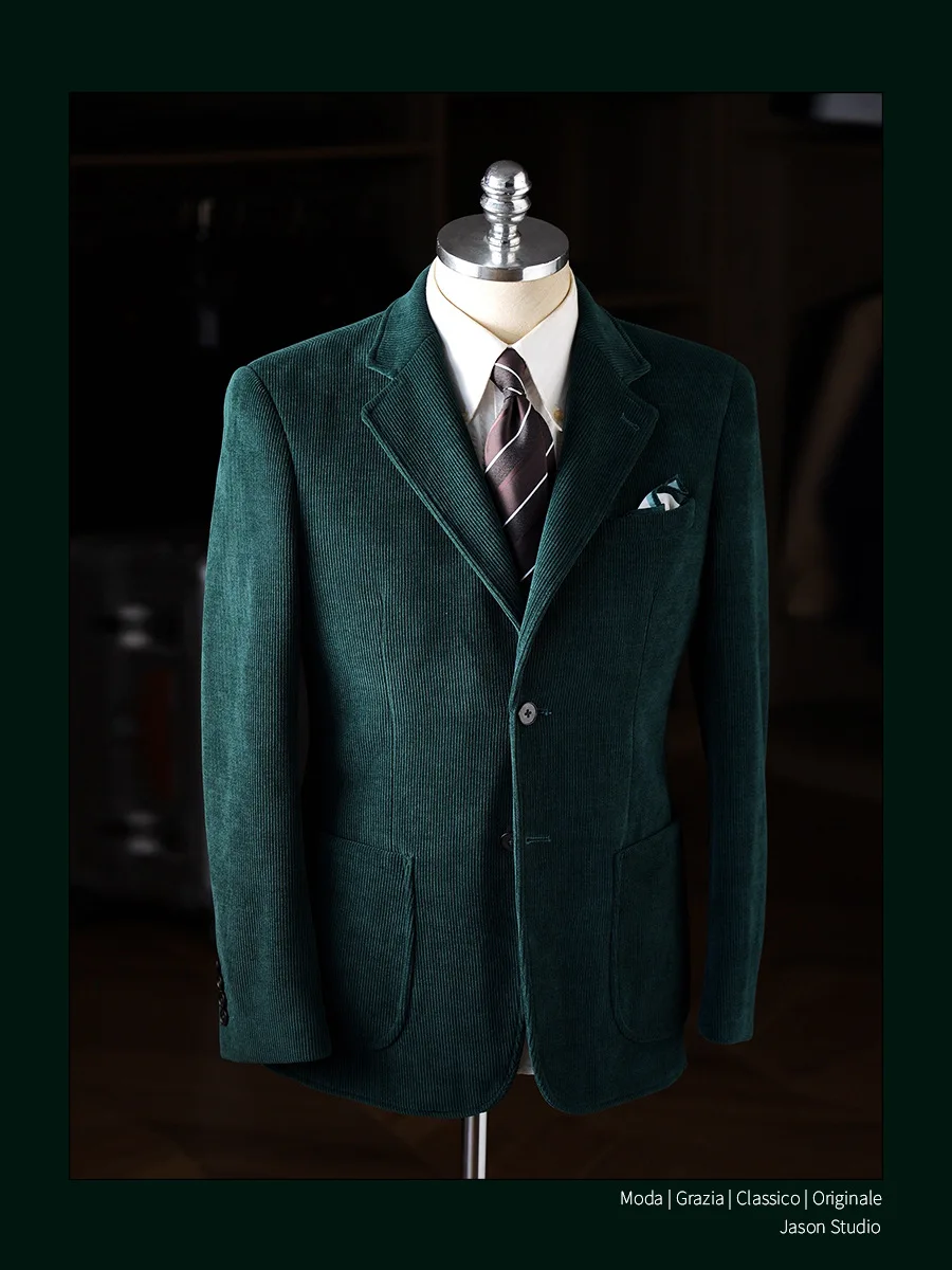 

High Quality Men's Velvet Business Casual Suit Jacket Vintage Italian Style Winter Fashion Gentleman's Coat Loose Fit Double ...