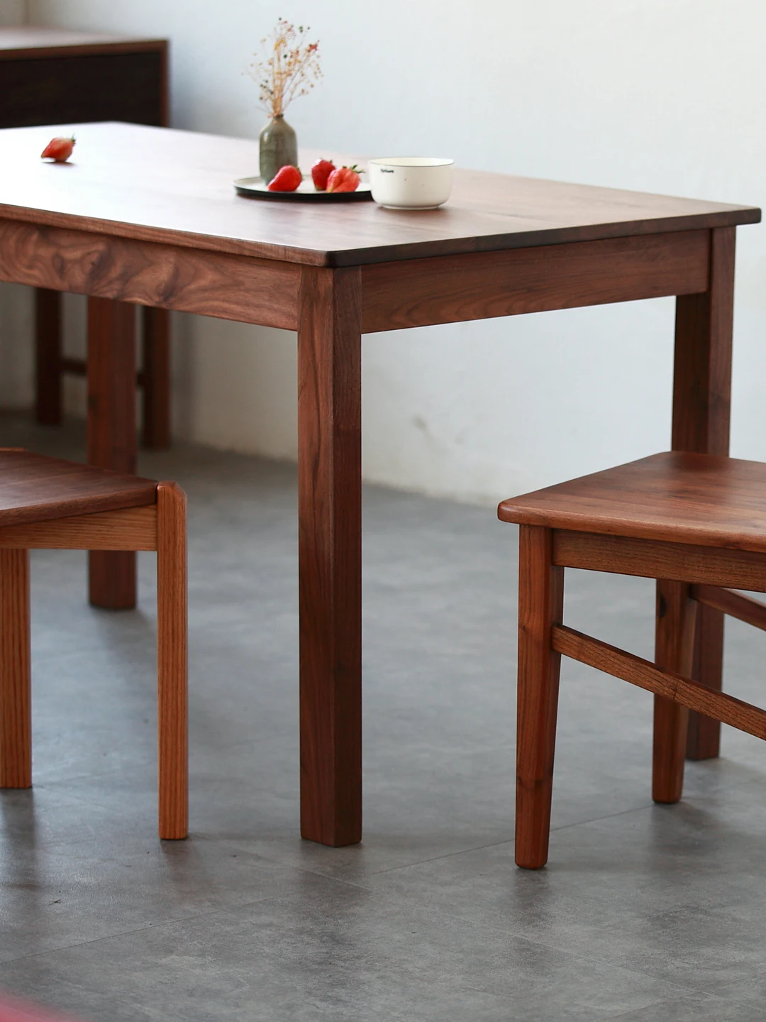 طاولة خشب الجوز الأسود، جميع طاولات الطعام المصنوعة من الخشب الصلب وكرسي، طاولة طعام على الطراز الياباني متعددة الوظائف #2