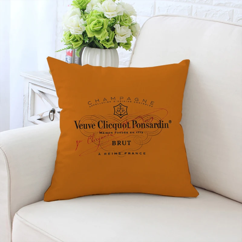 Decorative Pillow Cover 45x45 V-Veuve Clicquot Cushion Covers for Decorative Cushions Aesthetic Room Decoration Pillowcase 40x40