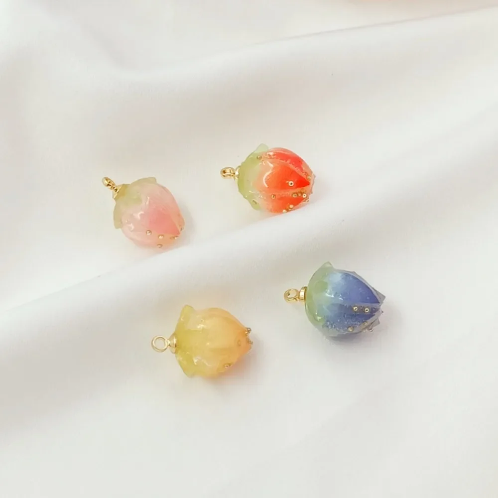 14K الذهب المغلفة الحرارة يتقلص ورقة الراتنج زهرة برعم قلادة، يدويا سوار DIY، قلادة، الأقراط والاكسسوارات