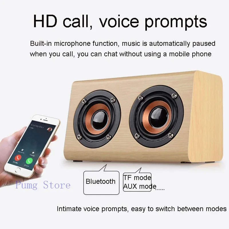 10W Big Speaker Box Wood Home Bluetooth doppi altoparlanti Subwoofer supporto Wireless TF/AUX