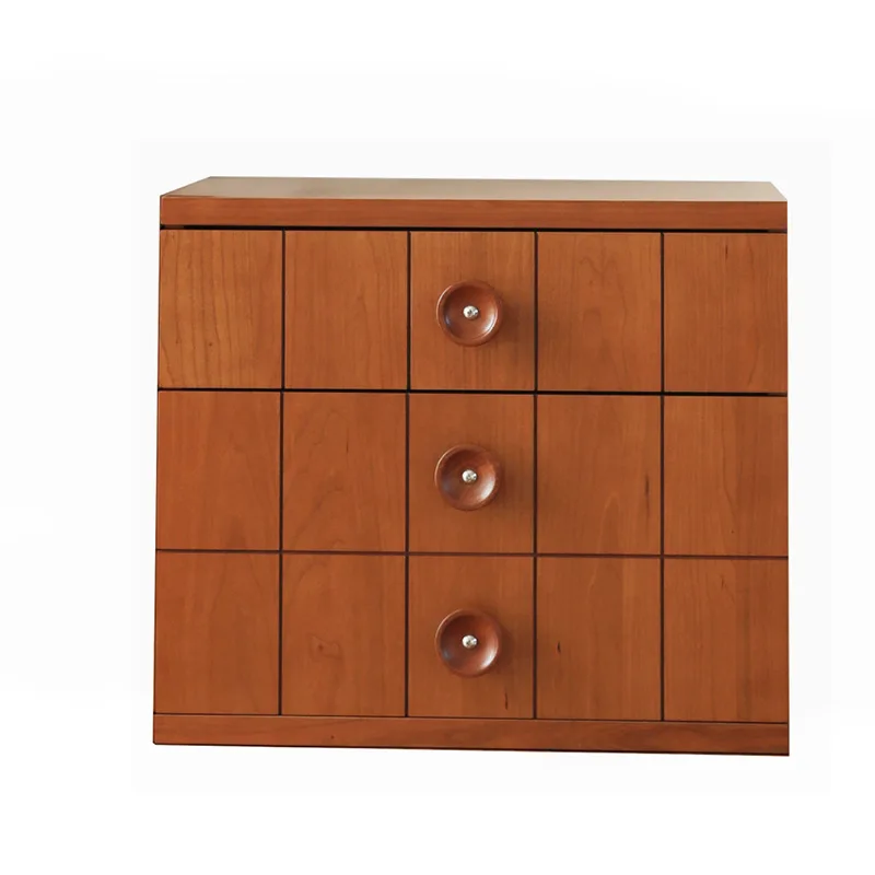 Button Modular bedside table TV Edge bucket Drawer Wooden bedroom Home retro storage