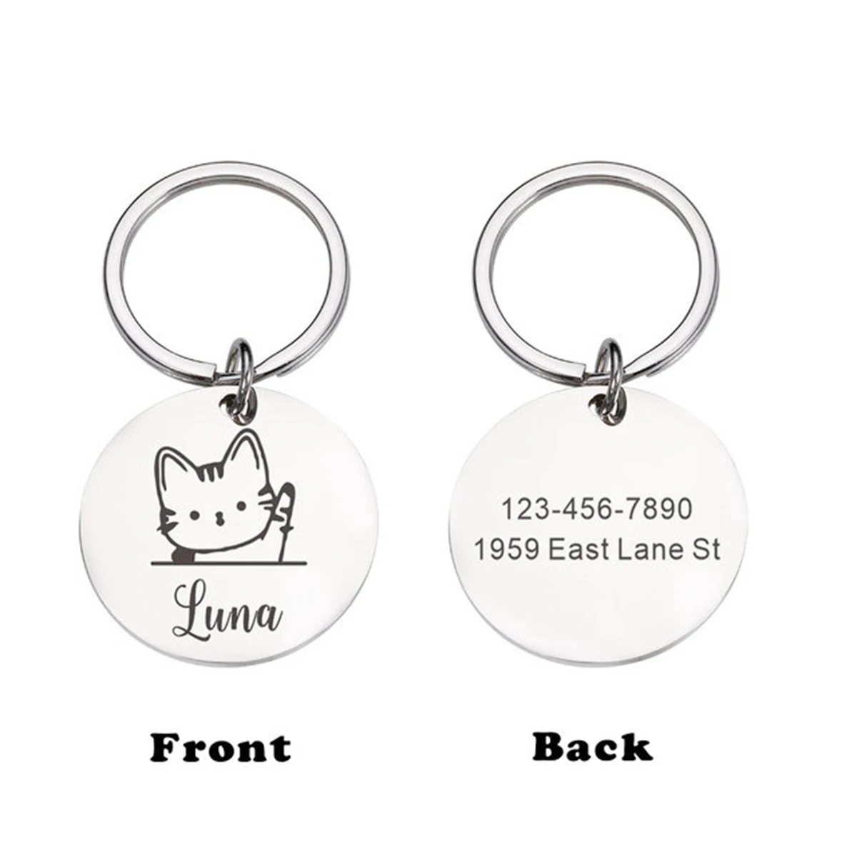 

1pc Lovely cat with a raised paw Custom Name Pet Nameplate Personalized Pet ID Tag For Dog Tag Name Products