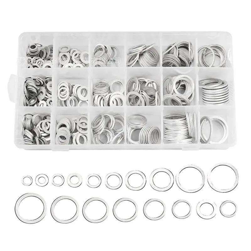 ABSJ-Aluminum M6 To M24 Ultrathin Flat Washer Adjusting Ultra Thin Shim Plain Gasket Kit 1 Set 540Pcs Boxed Gasket Box