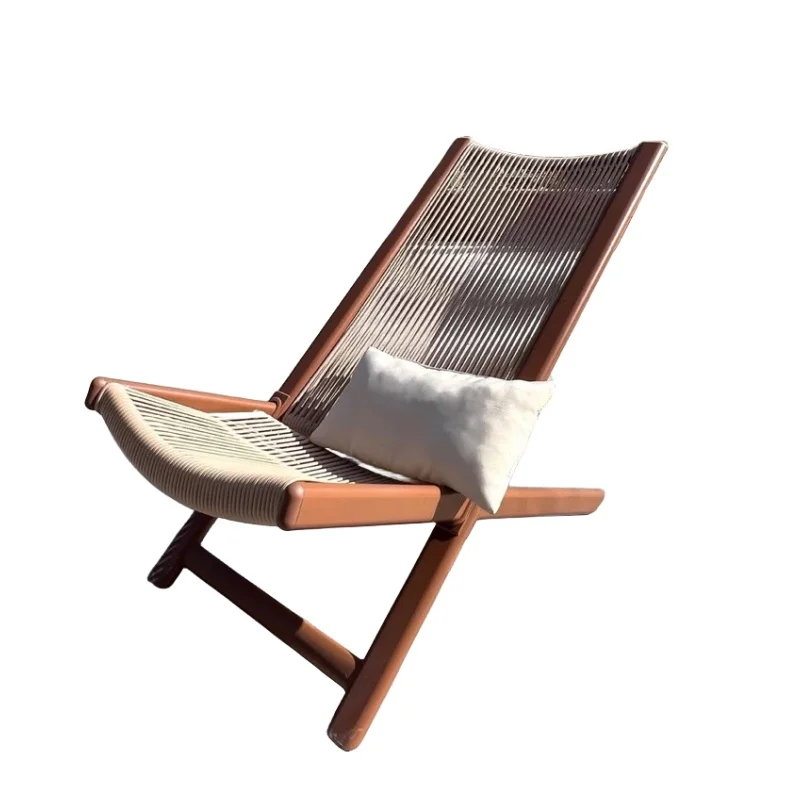 Patio Lawn Chair Recliner For Camping Outdoor Pool Yard Rattan Retro Balcony Beach Chaises Weaving Process