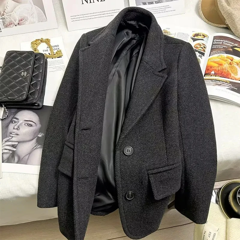 Fashionable Woolen Suit Jacket for Women High-End Warmth Autumn Winter New Arrival Elegant Trendy Ladies' Business Wear