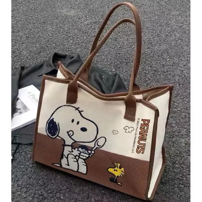 Snoopy Woodstock Cartoon Große Kapazität Schulter-Pendler-Tragetasche Kreative Animationstasche für Studenten Handliche Canvas-Tasche – Detail 6