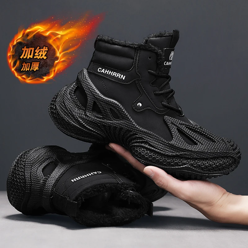 

Men's Winter Boots Warm Waterproof Non-Slip Plush Sneakers Shoes - Winter Slippers Male Tenis Boots