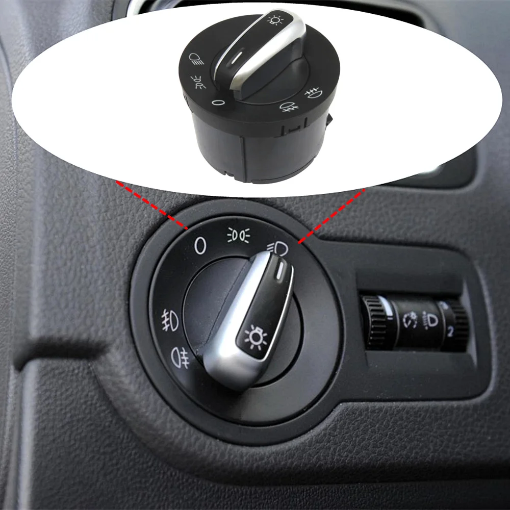 5ND941431A Chrome Headlight light Control Switch For VW Caddy Tiguan Touran Golf MK6 Jetta MK5 VW Passat B6 3C 3C8941431C