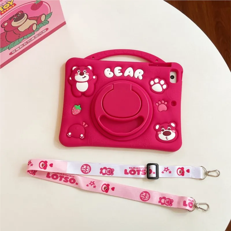 

Disney Strawberry Bear Case for Samsung Tad A8 X200 X205 10.5in A8.0 Tad A7Lite S6Lite Children Silicone Tablet Protective Case