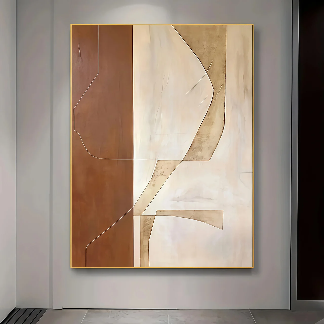 No Framed Canvas Poster, Modern Brown And Beige Painting, Canvas Wall Art, Artwork Wall Painting For Gift, Bedroom, Office, Livi