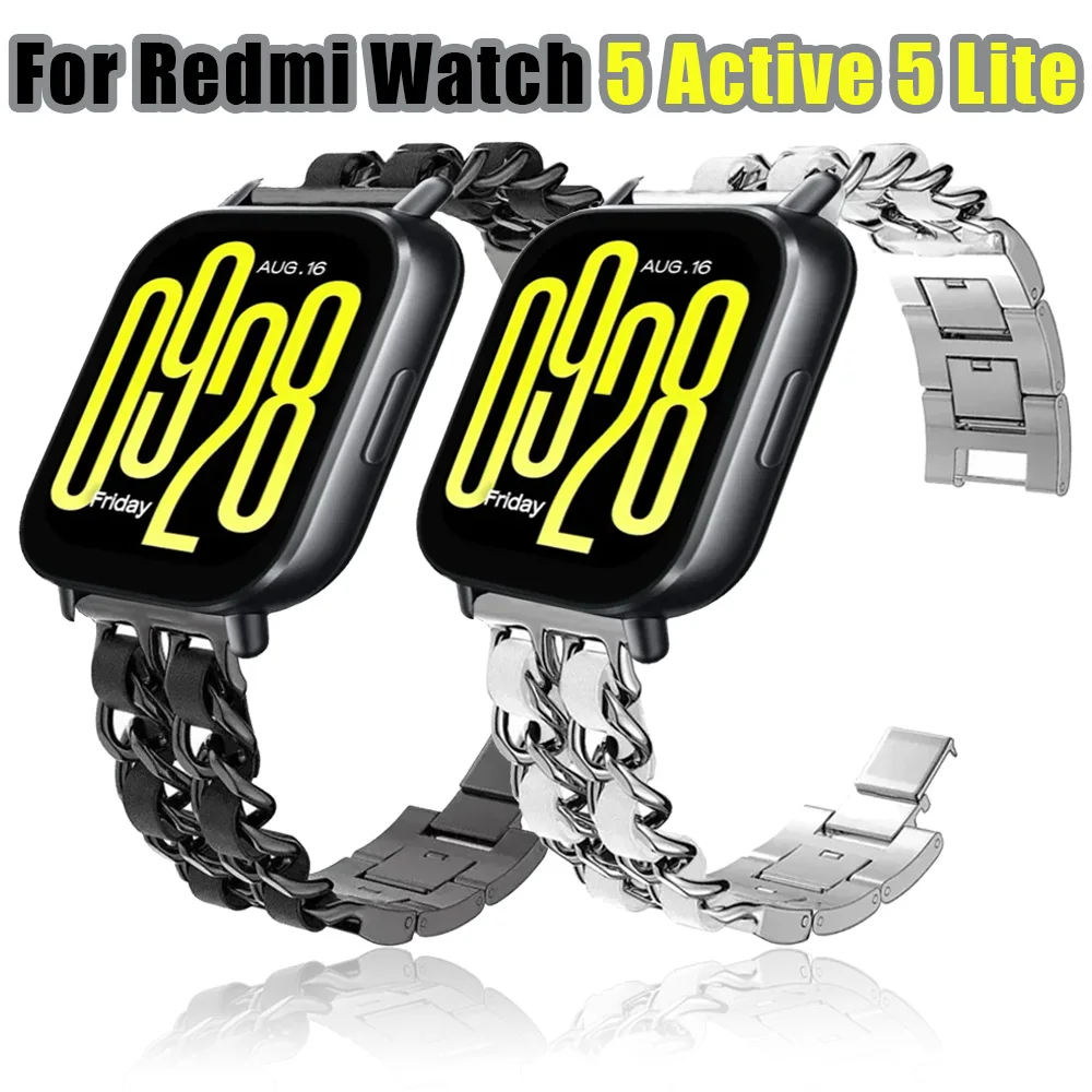 20mm 22mm Metall-Cowboy-Kettenarmband für Redmi Watch 5 Active 5 Lite, wunderschönes modisches Armband, Xiaomi Watch 5 S5 Correa