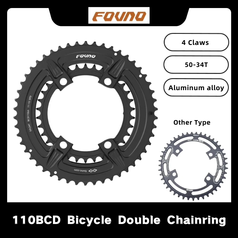 110BCD 4 Claws Double Disc Bicycle Chainring for Road Bike 50-34T forShimano 5800/6800/R7000/R8000/R9100 Crank Accessories