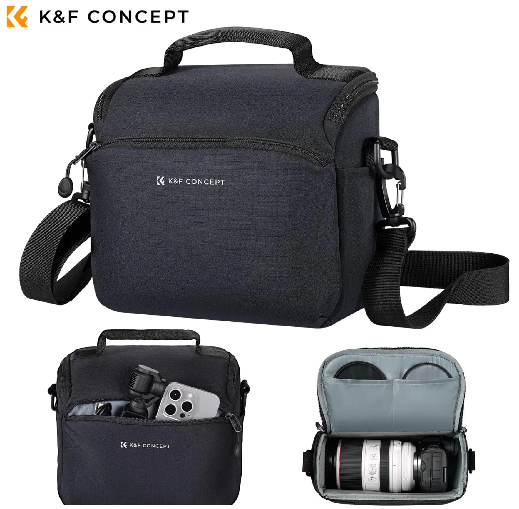 K&F Concept Camera Sling Bag Waterproof Travel Single Shoulder Backpack Shockproof Crossbody Bag for Sony Canon DSLR/SLR Camera