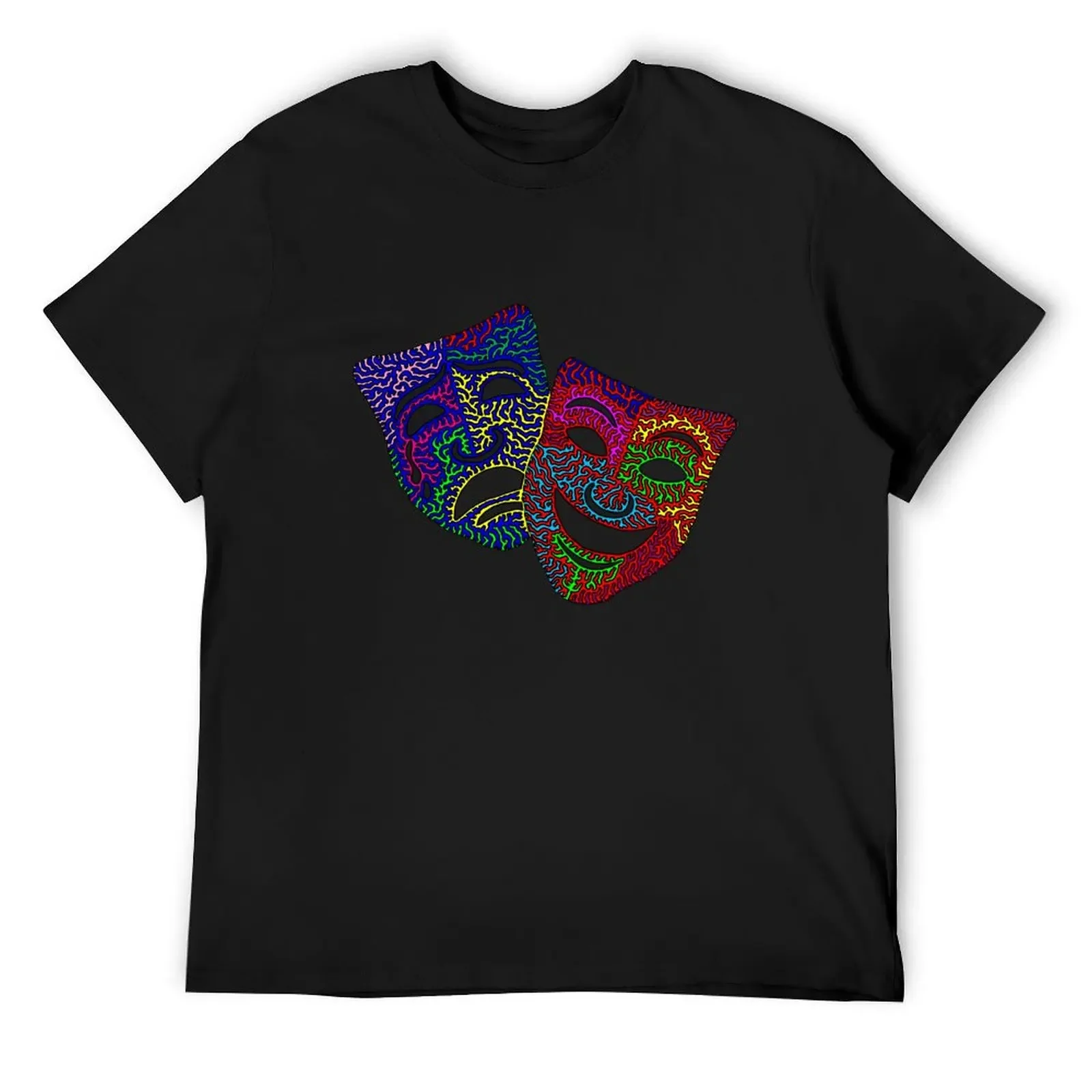

Comedy and Tragedy Masks T-Shirt boys whites T-shirts oversize blue lock anime shirt black t-shirts for men