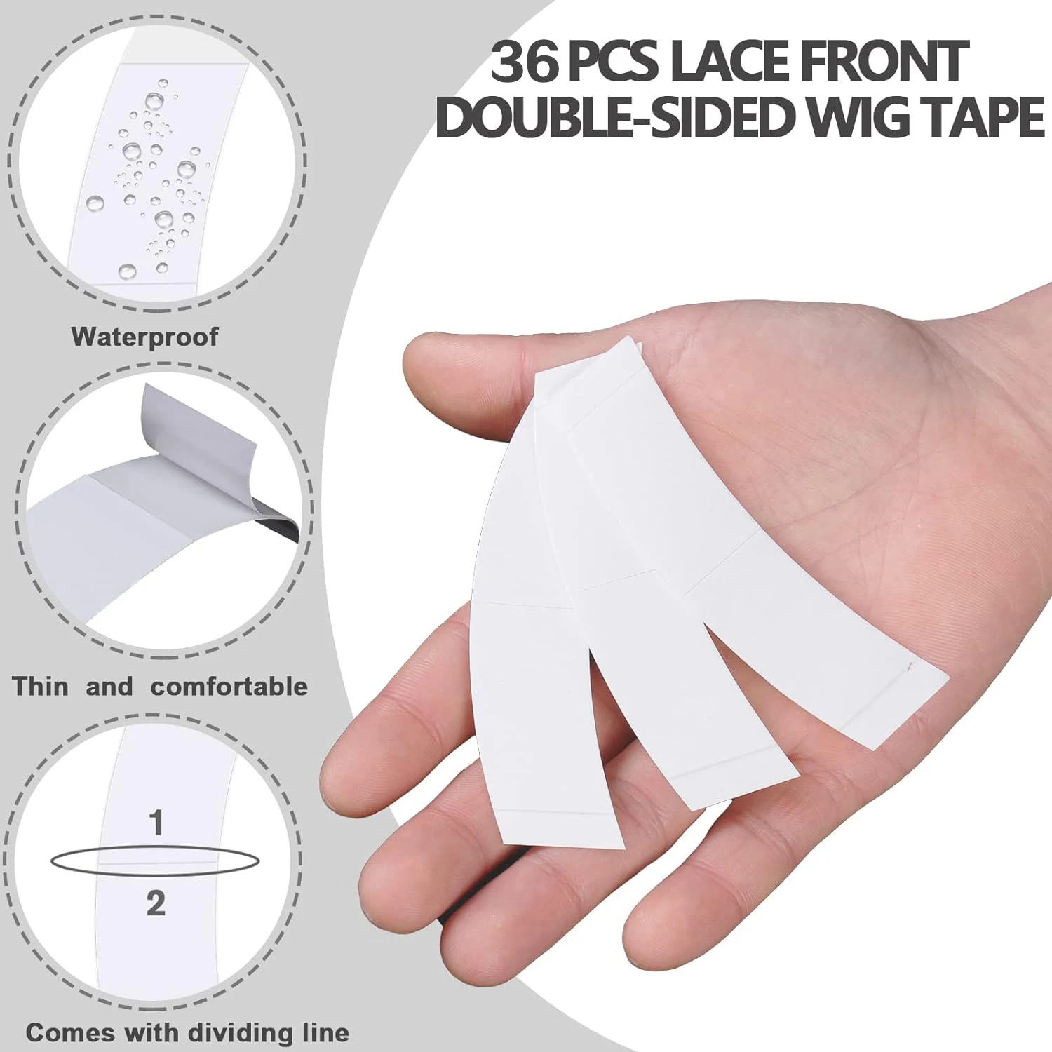 

36 pieces per package white lable durable water proof double sides glue tape for lace wig/toupee/hair extension use