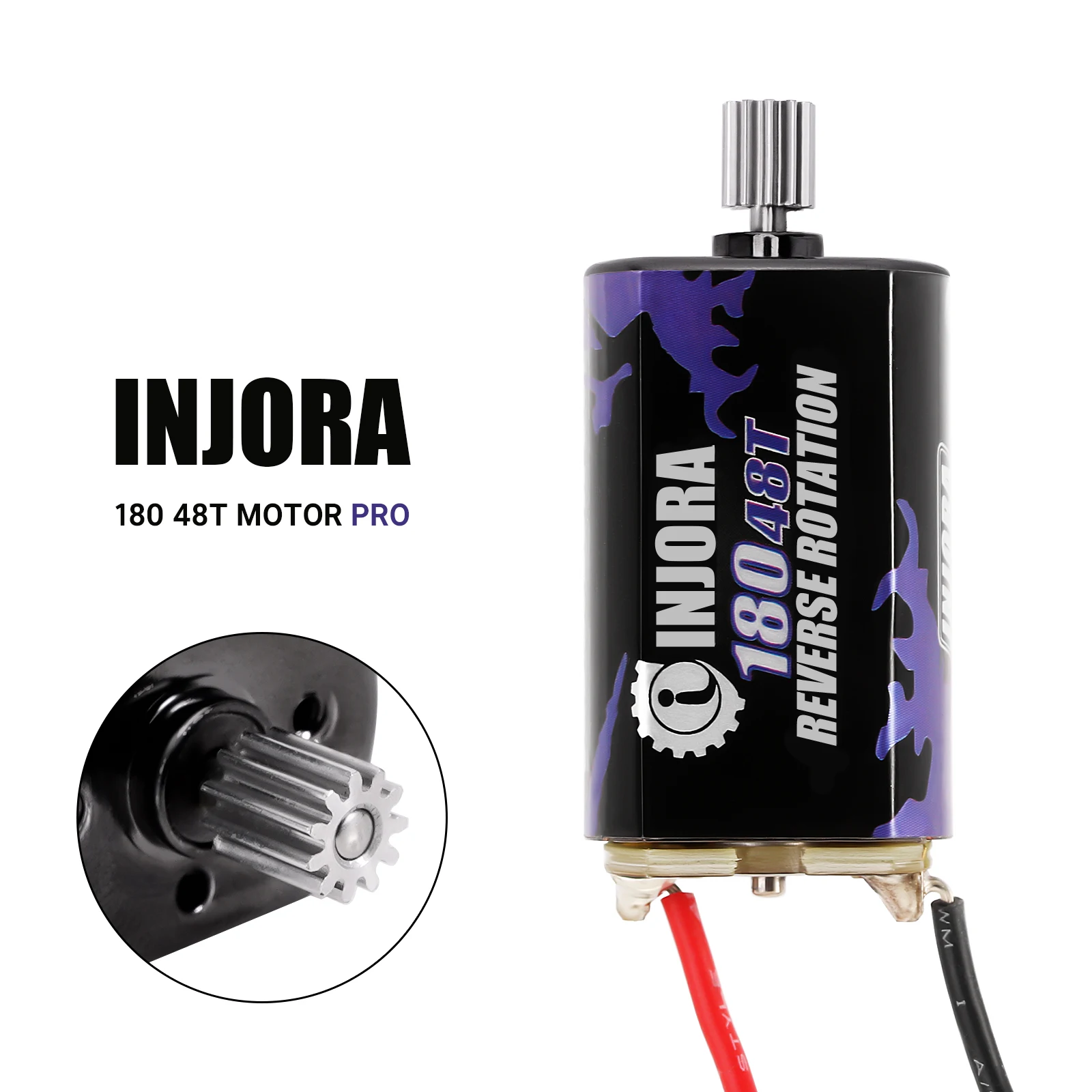 INJORA 180 Brushed Motor 48T with Stainless Steel Pinion for 1/18 RC Crawler Redcat Ascent-18 Upgrade (INM15)