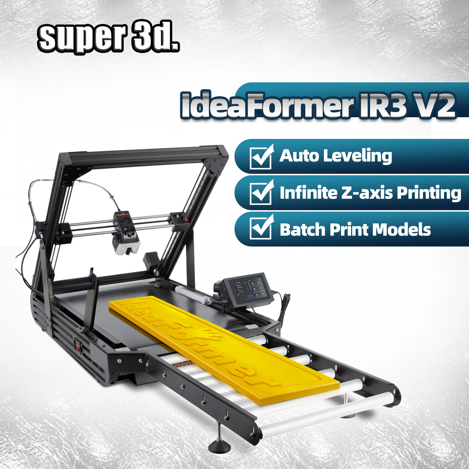 IdeaFormer IR3 V2 3D Printer 400mm/s Max.Printing Speed FDM 3D Printers with Extended Tray Auto Leveling Infinite Z-Axis Printer