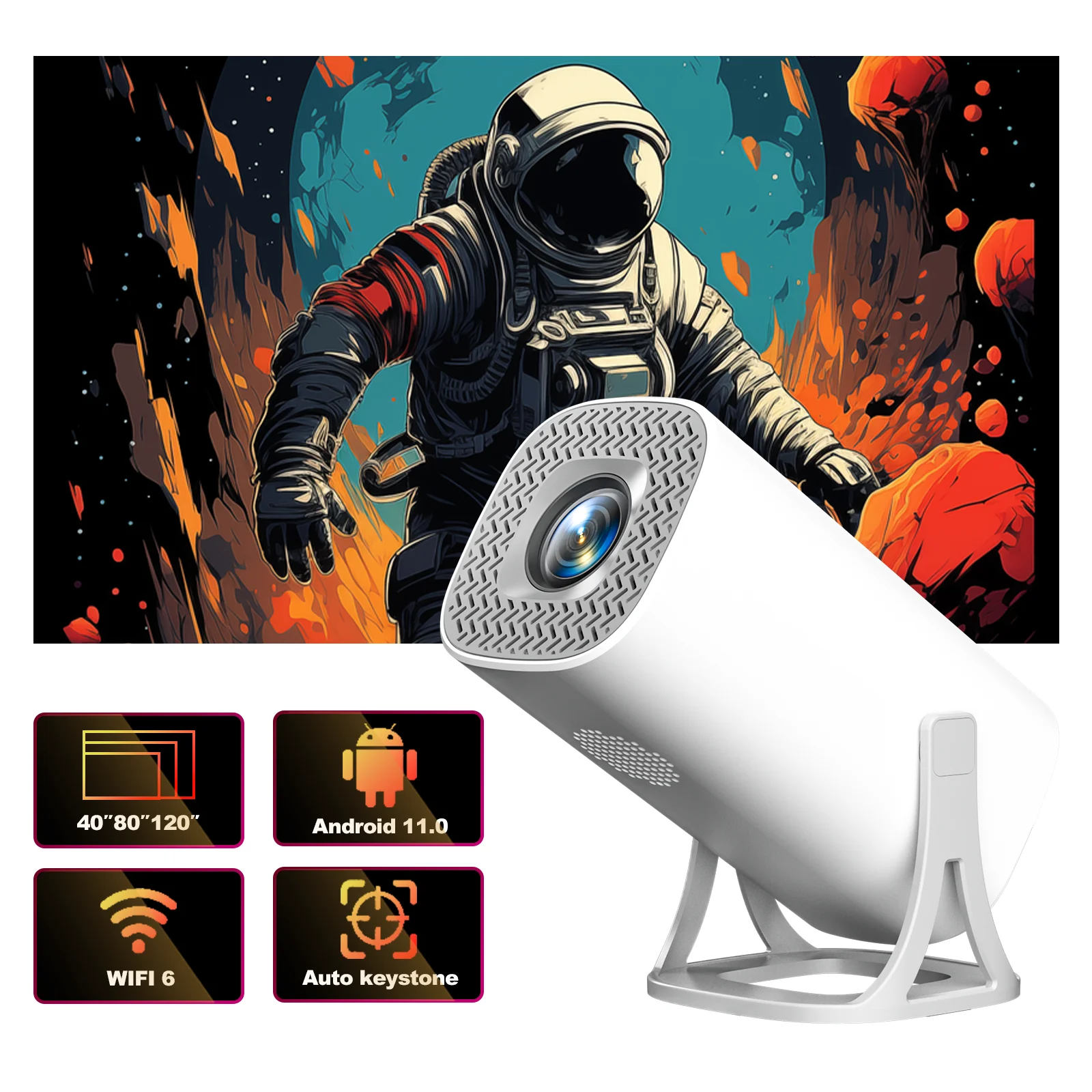 

S40 Android 11 Mini Projector Support 4K 1080P 2.4G/5GWIFI BT5.0 Projector 1280*720P Home Cinema Portable Projector