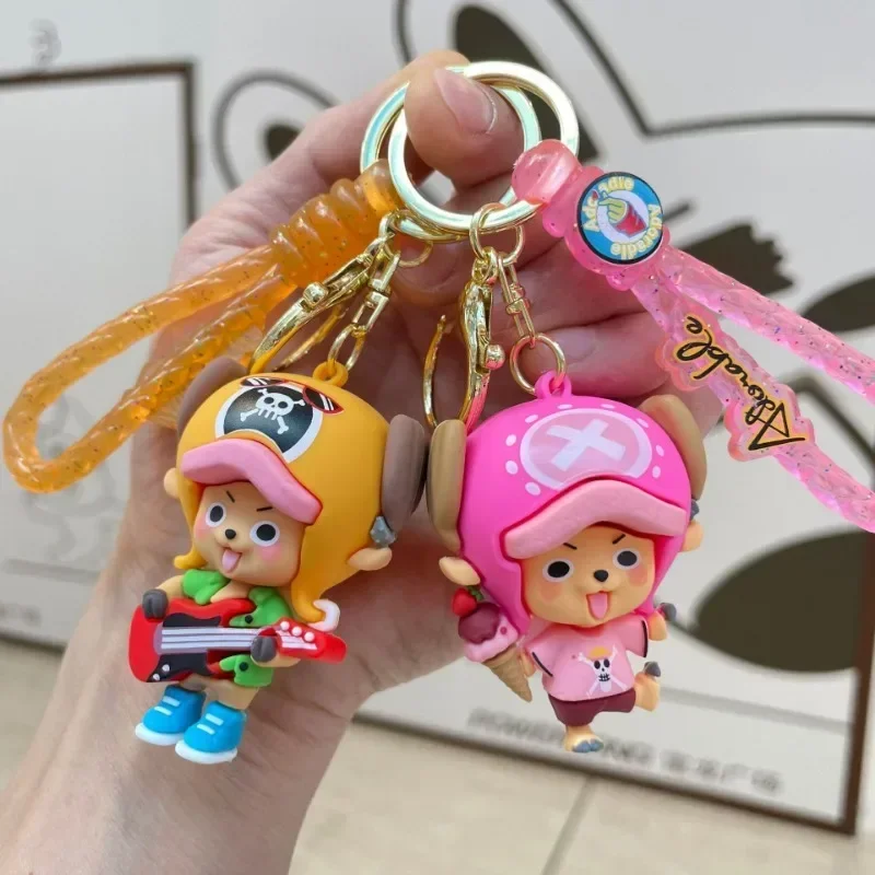 ONE PIECE Creative Cartoon Car Keychain Tony Tony Chopper Trendy Dress Children's School Bag Keychain Animation Peripherals