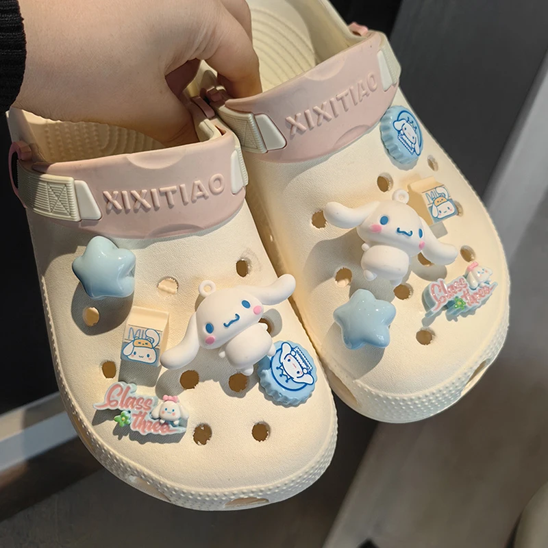 Kawaii Cute Sanrio Hello Kitty Series Shoe Buckle Set Cinnamoroll Kuromi DlY Slippers Accessories Souvenir Kids Girls Women Gift