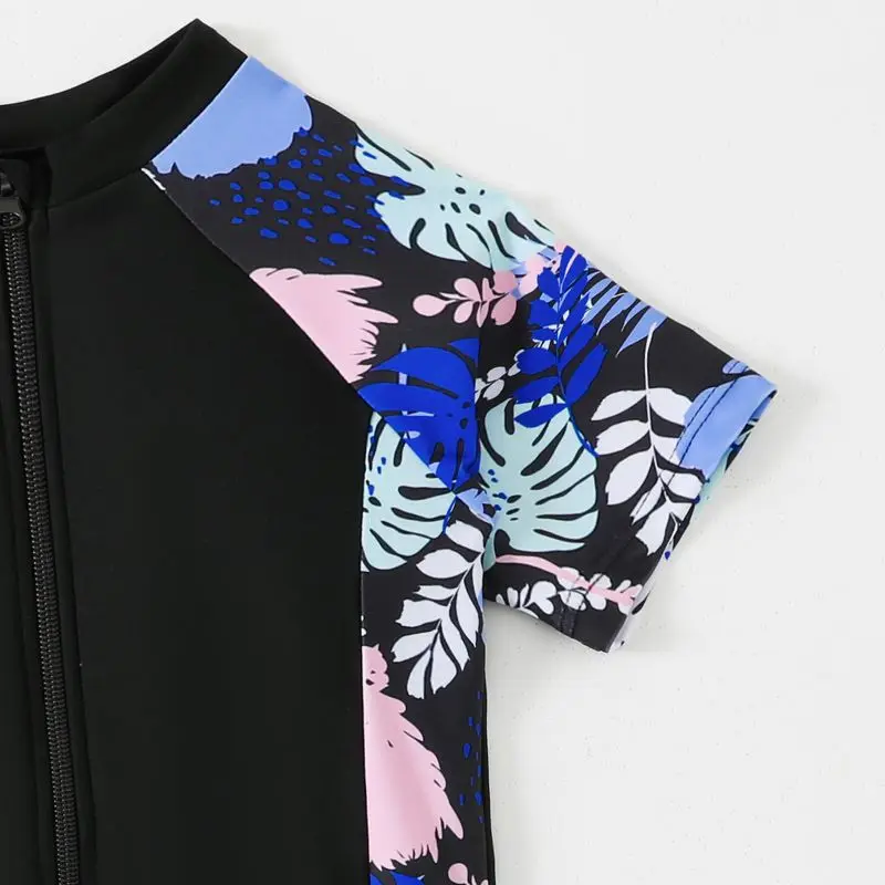 Kinderen Meisjes Eendelig Badpak Zomer Strand Korte Mouwen Bodysuit Zacht Ademend Strandkleding Kid Zwemmen Duiken Badpak