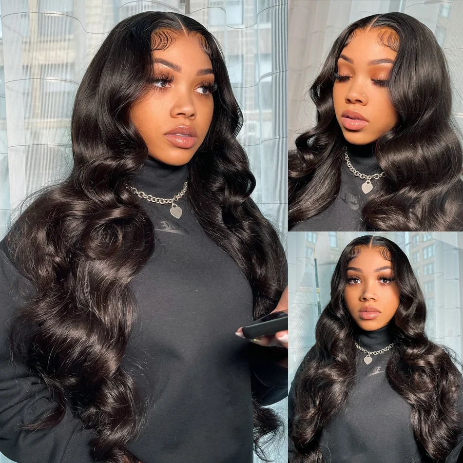 34 Zoll 13x6 HD Lace Frontal Perücke Körperwellenperücken 250 Dichte vorgezupftes reines Echthaar SKINLIKE Echt HD Lace Wig Lemoda Hair