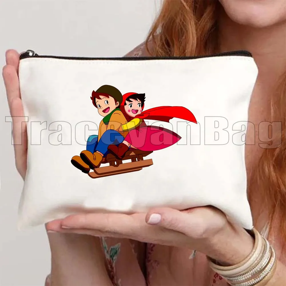 لطيف هايدي مروحة هدية أنيمي الكرتون فتاة الرجعية فيلم فيلم دعونا العودة إلى الطبيعة قماش مستحضرات التجميل ماكياج المرحاض حقيبة مقلمة الحقيبة #6