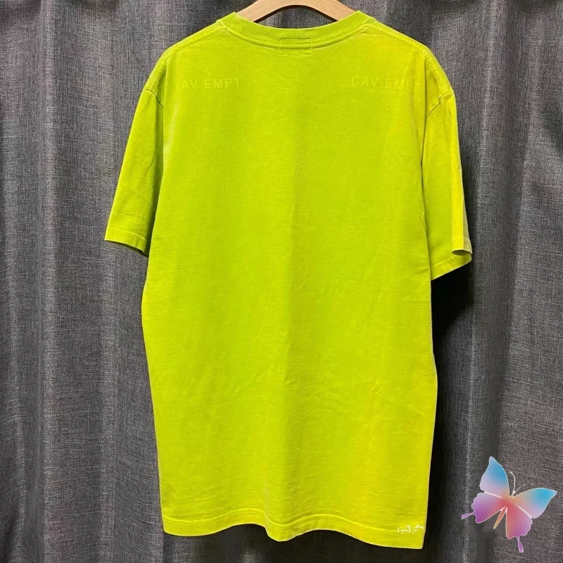 Hiphop Street CAVEMPT T-shirts Men Women Grass Green Graffiti Handheld Mobile Phone Print Retro Washed Worn CE Short Sleeves