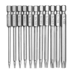 11pcs 100mm T6-T40 Magnetic Torx Screwdriver Bits Set Electric Screwdriver head T6,T7,T8,T9,T10,T15,T20,T25,T27,T30,T40