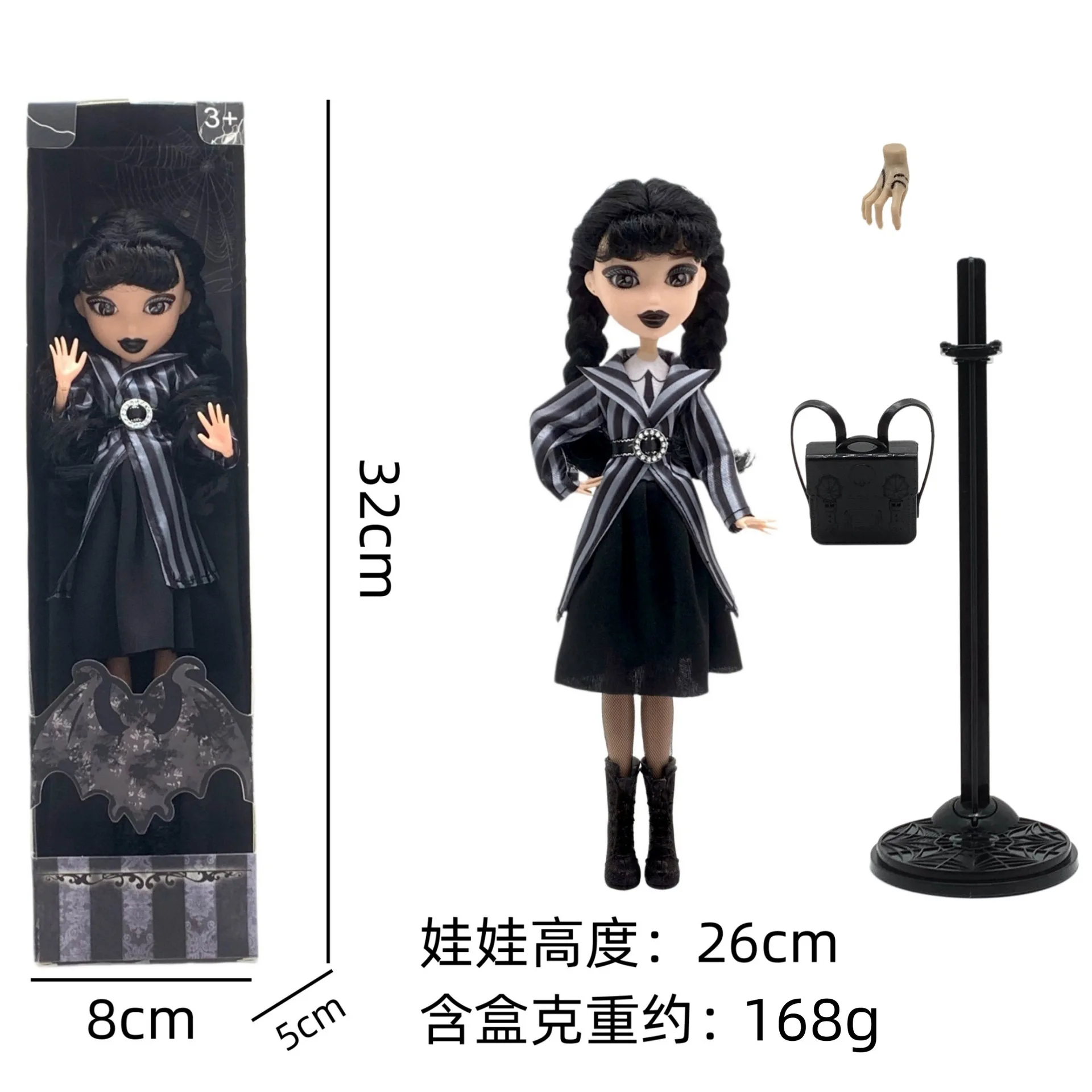 Monster High School Adams Doll Wednesday with Gothic Black Dress Dress Dress Doll Room Decoration Model Children's Toy Gift