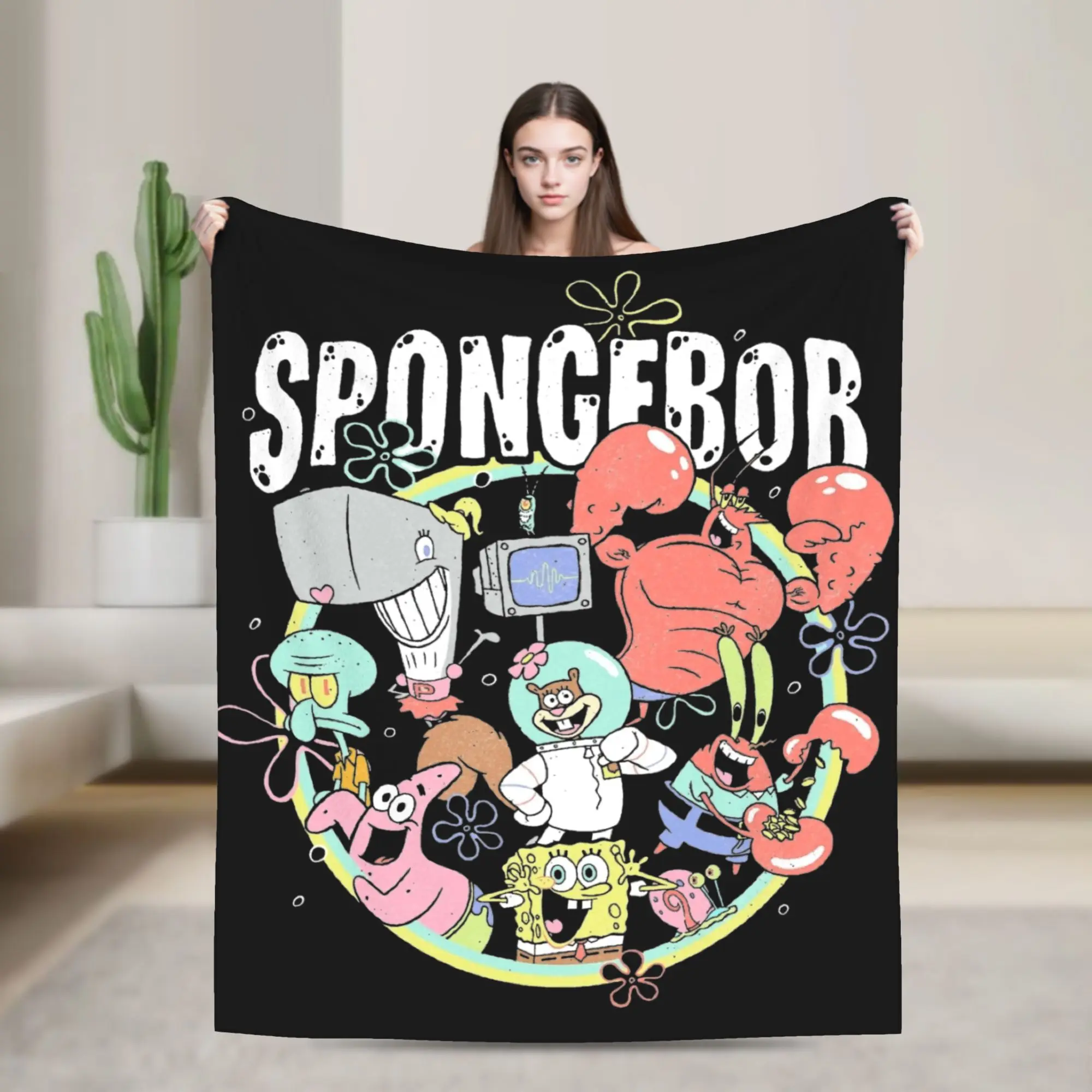 

Sponged Bobo Bikini Bottom Retro Group Blankets Flannel Funny Warm Throw Blanket for Chair Covering Sofa Spring Autumn