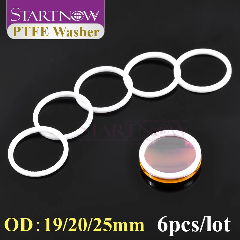 Startnow CO2 Focusing Lens PTFE Washer 6pcs/lot Engraving Cutting Seal Focus Lenses Gasket Dia.18/19/20/25mm Anti-slip Protect