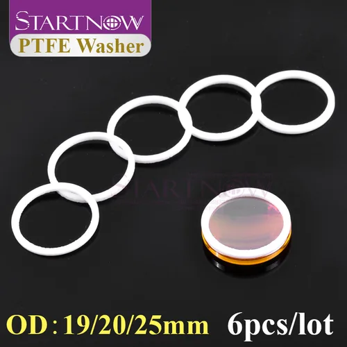 Startnow-arandela de PTFE para lente de enfoque CO2, sello de corte de grabado, junta de lentes de enfoque, protección antideslizante, diámetro 18/19/20/25mm, lote de 6 unidades